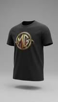 Camiseta negra con gráfico dorado