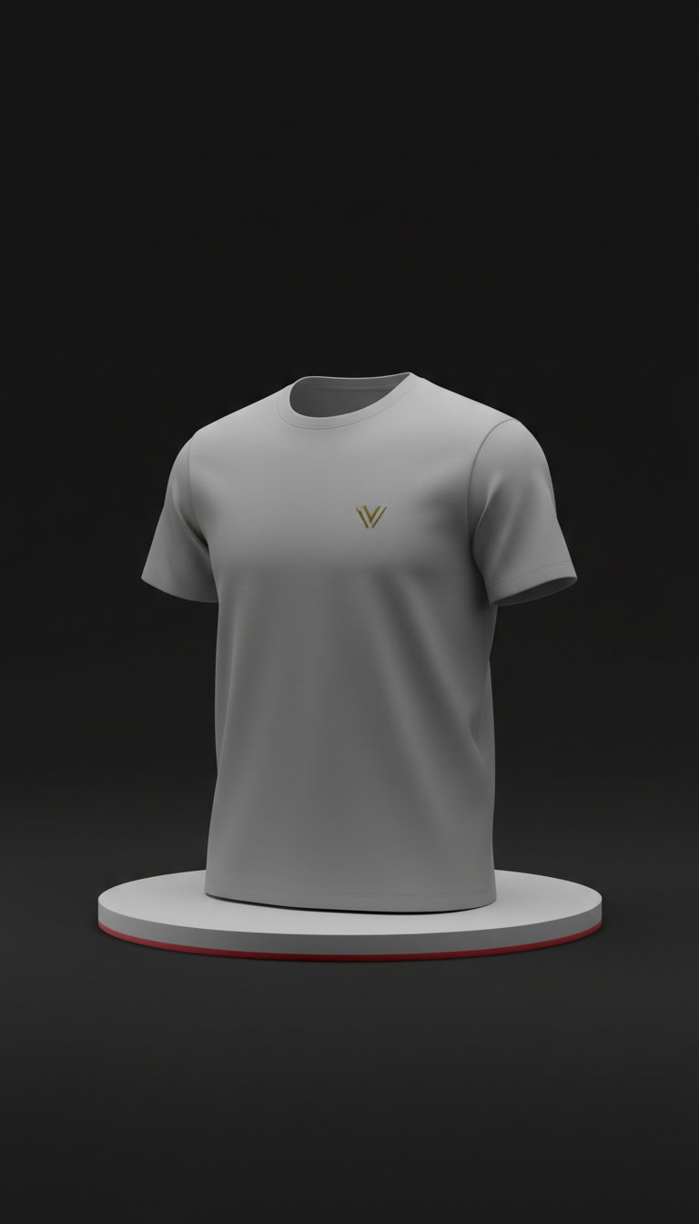 Camiseta gris concreto con logo minimalista